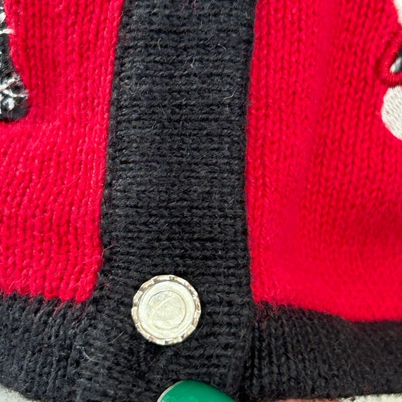 Holiday Cardigan Beading & Embroidery - “Ugly” Christmas Sweater -Black/Red Sz L - Picture 8 of 16